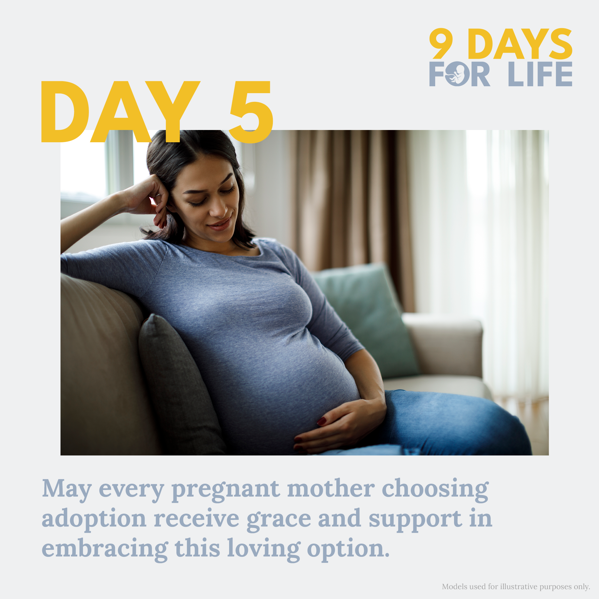 Day 5 - Nine Days for Life - Pregnant woman sitting on couch
