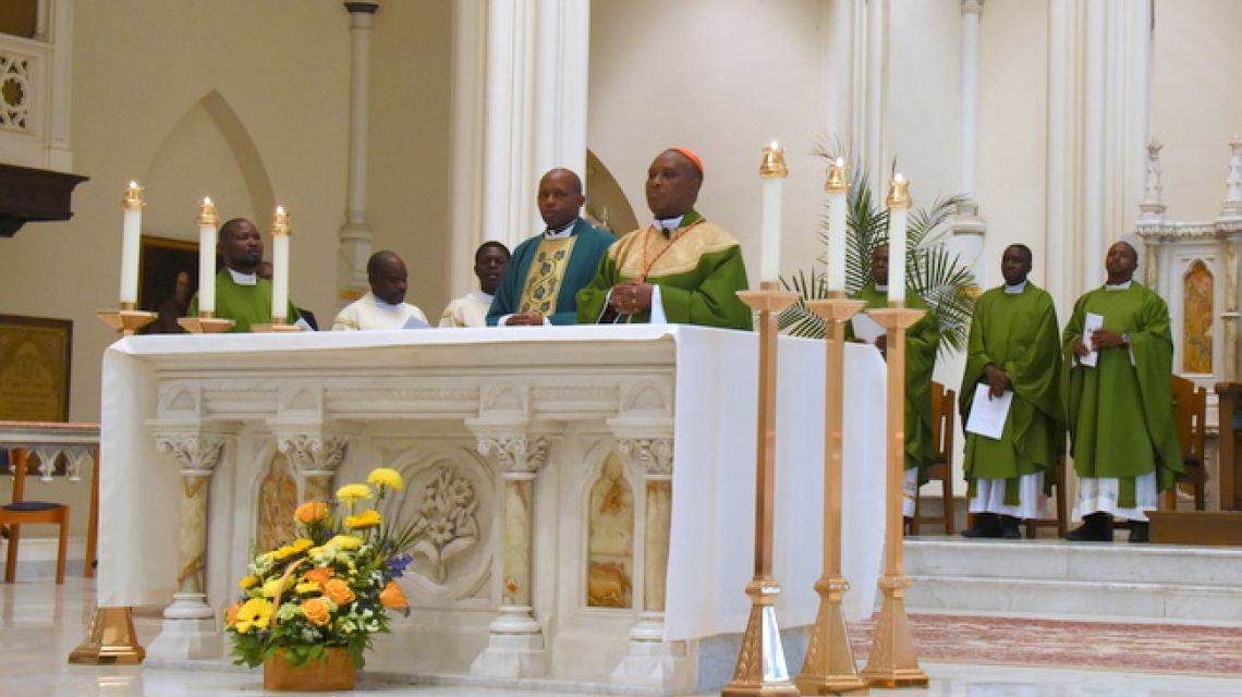 Cardinal Kambanda celebrates the Liturgy of the Eucharist.