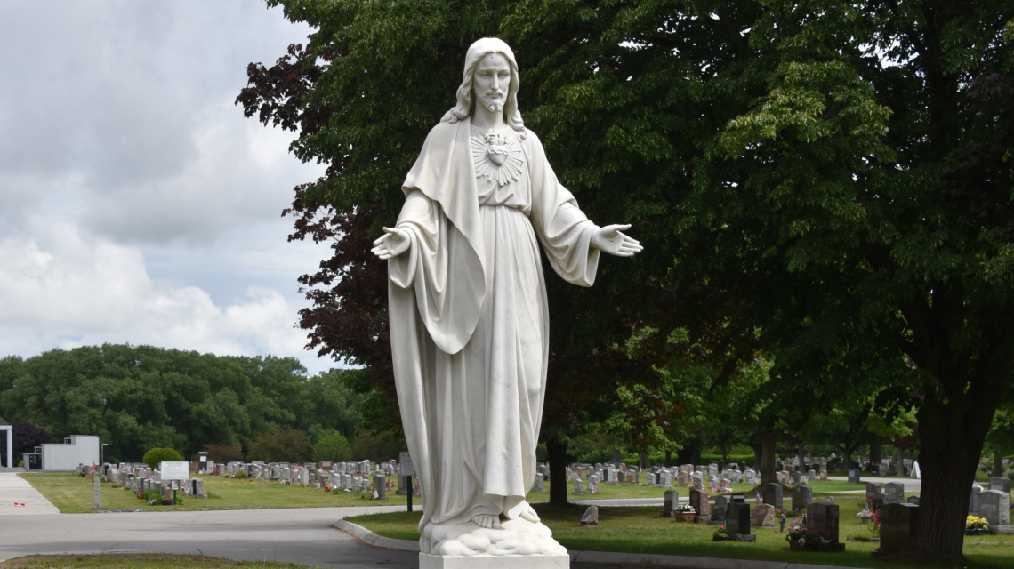 Jesus statue at cemetery