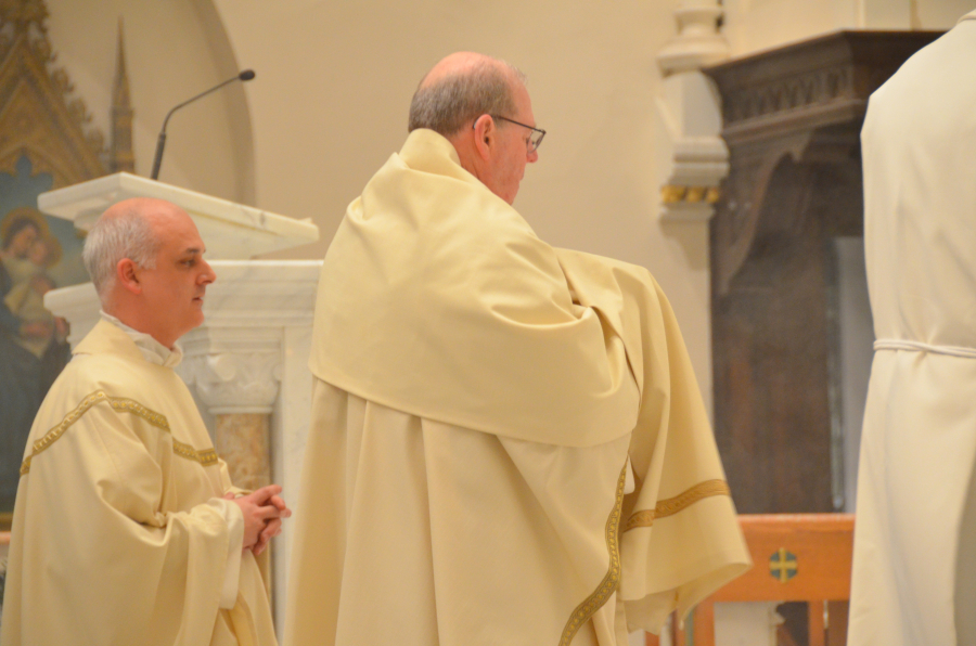 Bishop Deeley celebrates Mass on Holy Thursday in Portland. 