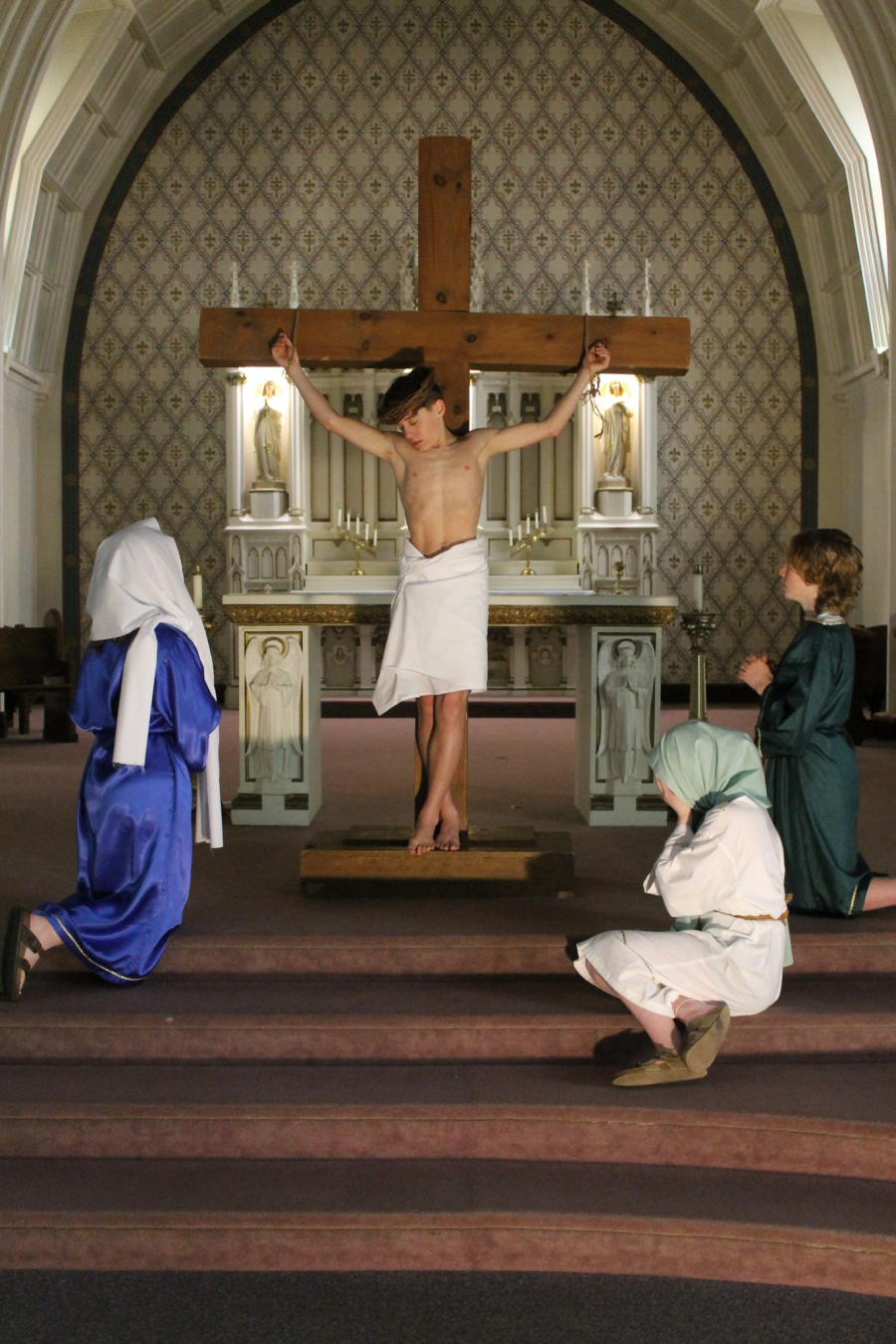 Students presented the Living Stations of the Cross on Good Friday. 