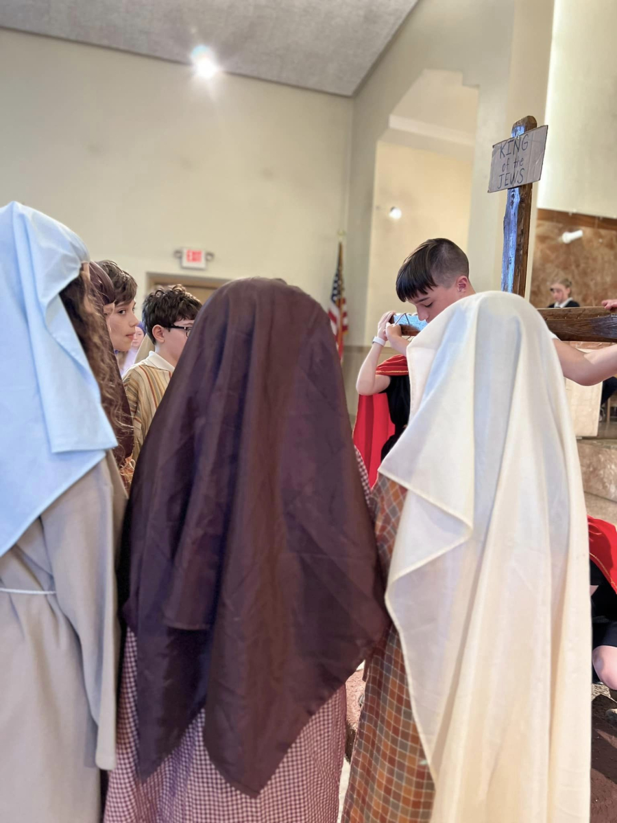 Students presented the Living Stations of the Cross on Good Friday. 