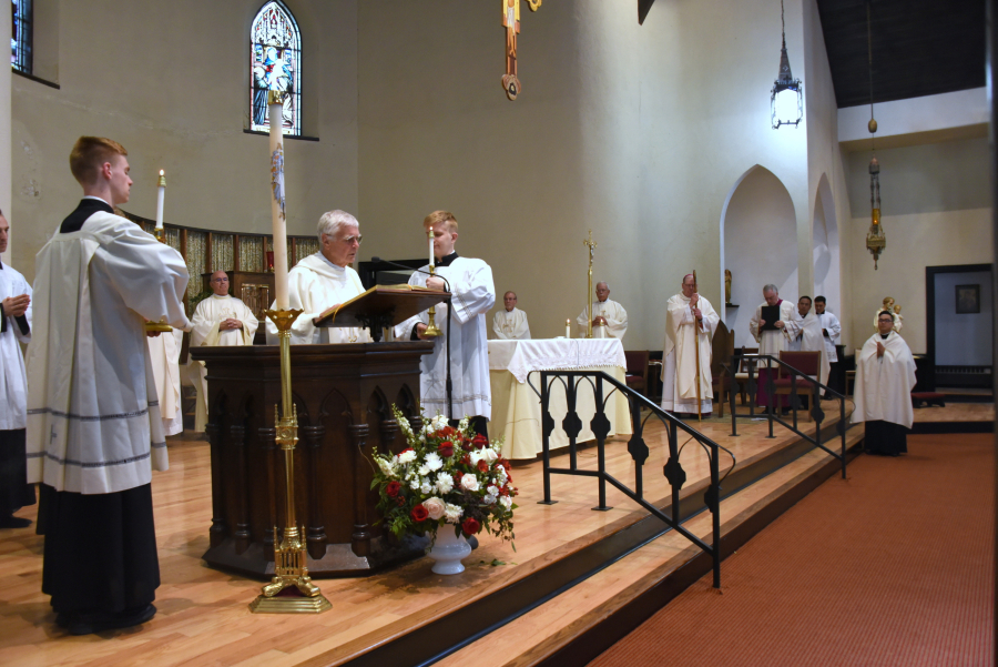 Deacon delivers the homily