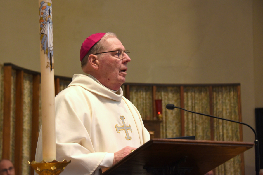 Bishop Robert Deeley delivers his homily
