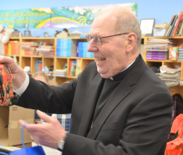 Bishop Deeley visits All Saints Catholic School in Bangor during Maine Catholic Schools Week. 